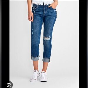 DL 1961 Stevie Mid Rise Cuffed Slim Boyfriend Jeans 25